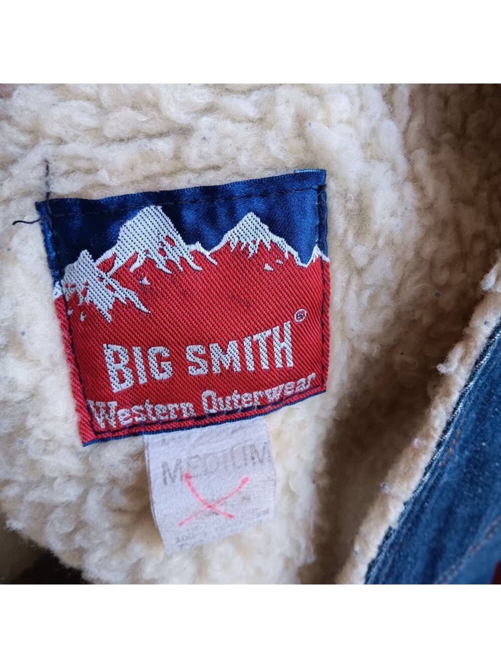 True Vintage Rancher Vest Medium 80's Big Smith Raw Denim Sherpa Made In USA